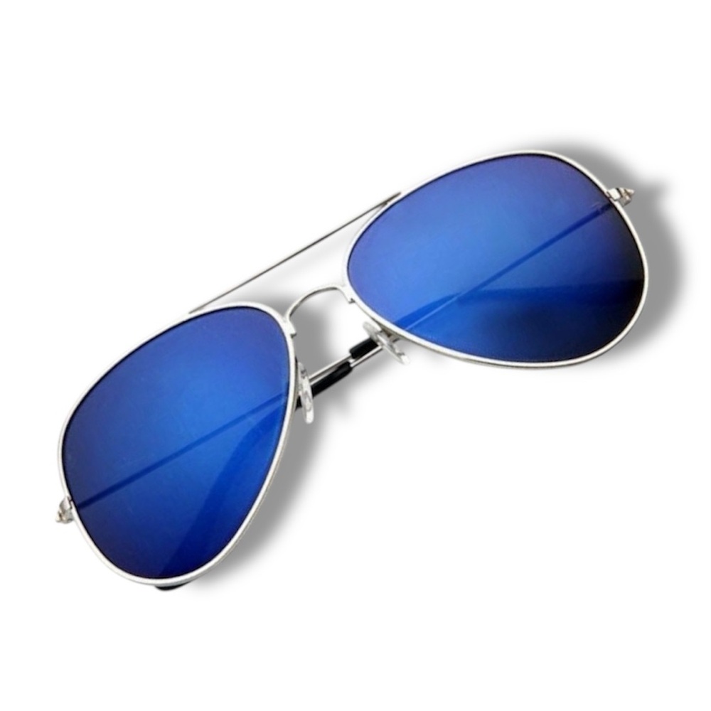 Cop-Face Blue Aviator Sunglasses Set in Silver Metal Frames Unbranded Unisex New